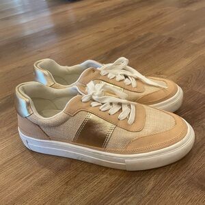 ANTONIO MELANI Lace Up Gold, Pink and Tan Sneakers